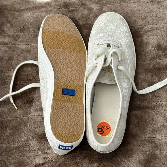 Kate Spade White Floral Embroidered Keds Sneakers - Picture 2 of 4